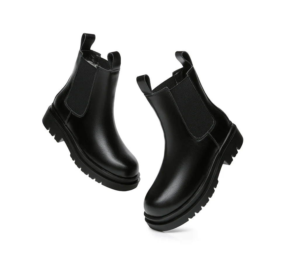 TARRAMARRA® Women Leather Sheepskin Wool Black Chunky Boots Vaneta - Image 5