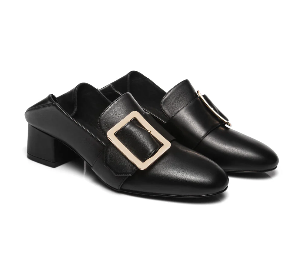 TARRAMARRA® Women Leather Square Buckle Almond Toe Low Block Heels Sammi - Image 11
