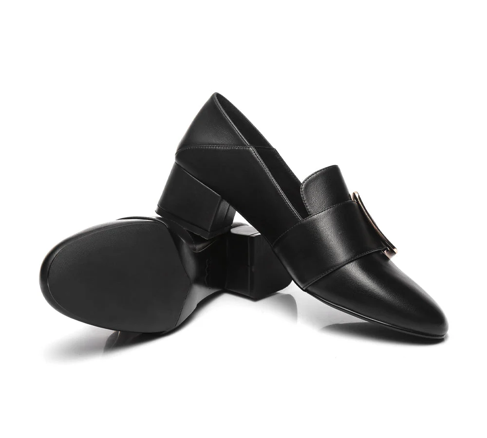 TARRAMARRA® Women Leather Square Buckle Almond Toe Low Block Heels Sammi - Image 12