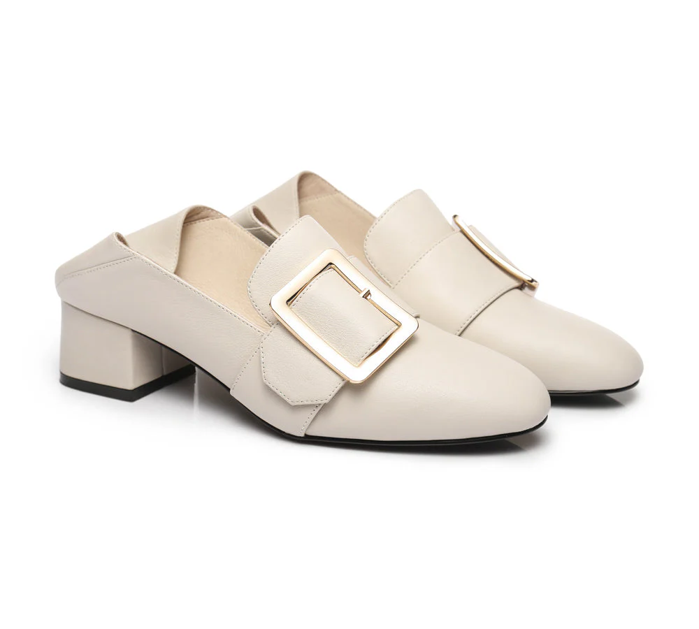 TARRAMARRA® Women Leather Square Buckle Almond Toe Low Block Heels Sammi - Image 4