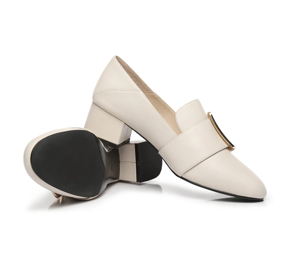 TARRAMARRA® Women Leather Square Buckle Almond Toe Low Block Heels Sammi - Image 5
