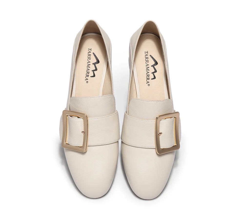 TARRAMARRA® Women Leather Square Buckle Almond Toe Low Block Heels Sammi - Image 8