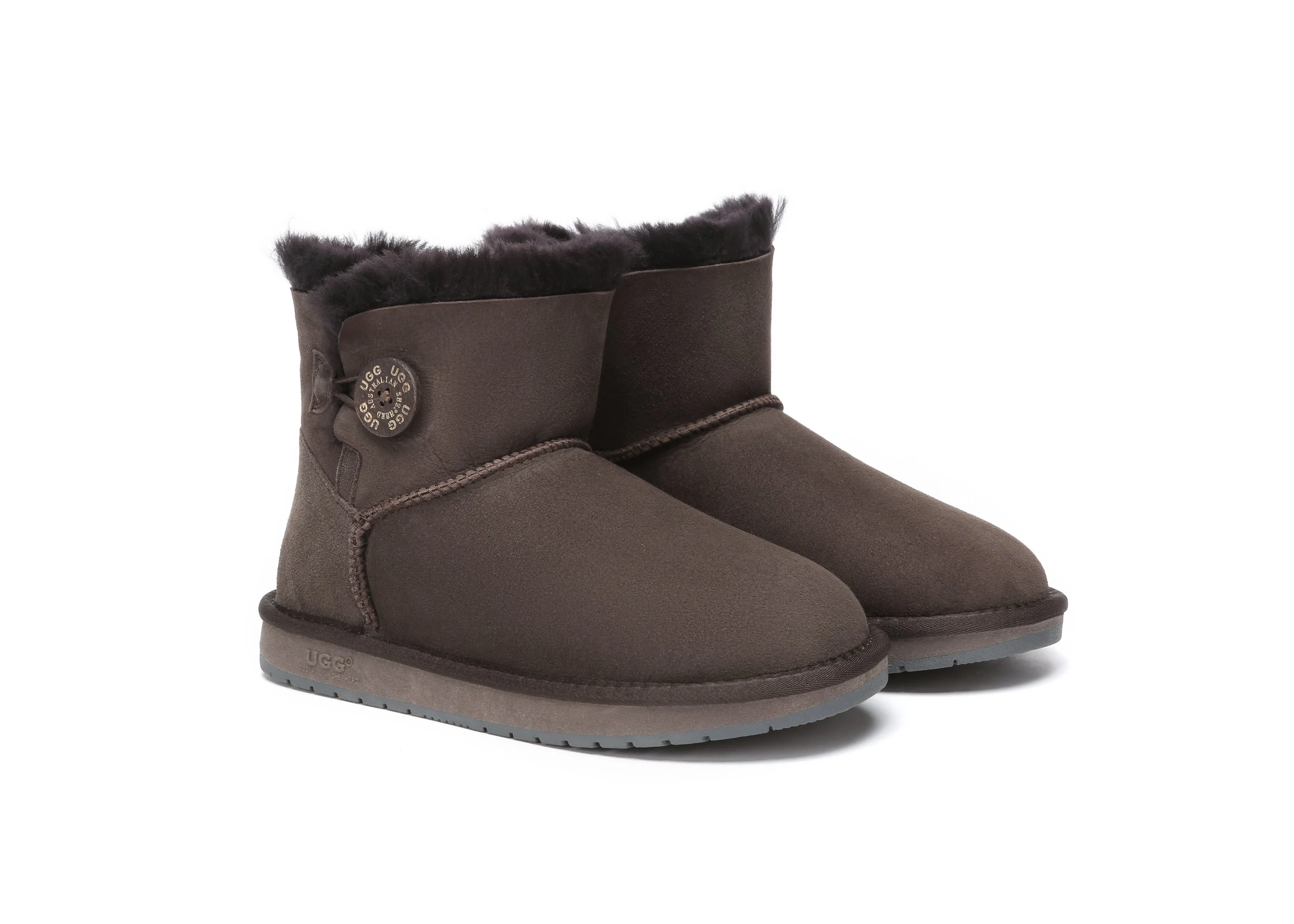 UGG Boots Australia Premium Double Face Sheepskin Mini Button Boots - Image 15