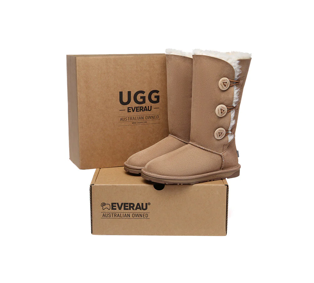 UGG EVERAU® UGG Boots Double Faced Sheepskin Wool Tall Button - Image 4