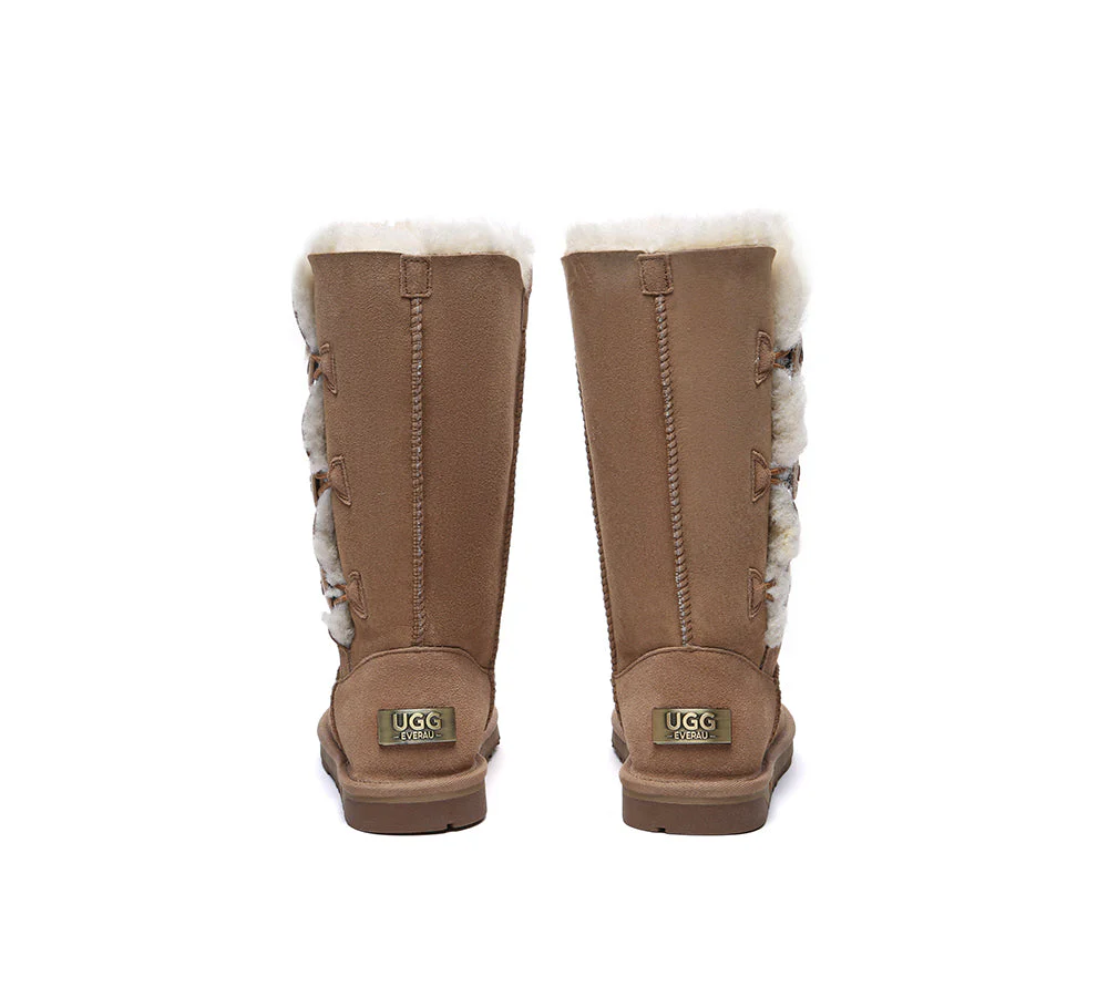 UGG EVERAU® UGG Boots Double Faced Sheepskin Wool Tall Button - Image 7