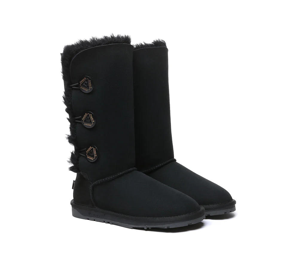 UGG EVERAU® UGG Boots Double Faced Sheepskin Wool Tall Button - Image 8
