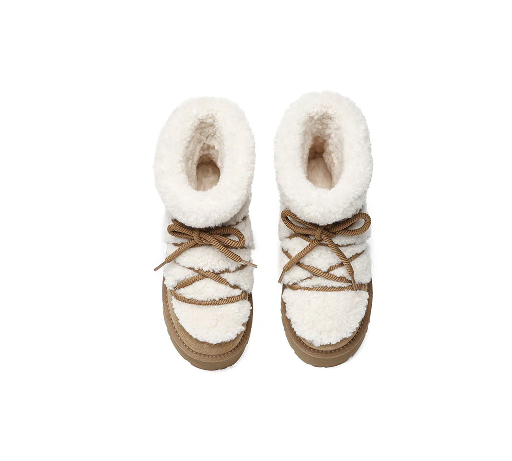UGG EVERAU® UGG Boots Women Sheepskin Wool Ankle Platform Short Carmen - Image 6