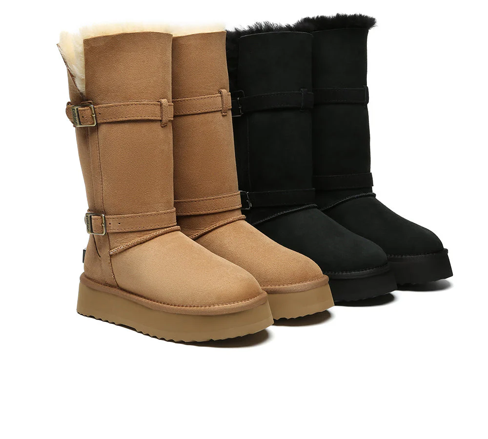 UGG EVERAU® UGG Boots Women Sheepskin Wool Knee High Platform Tall Valerie