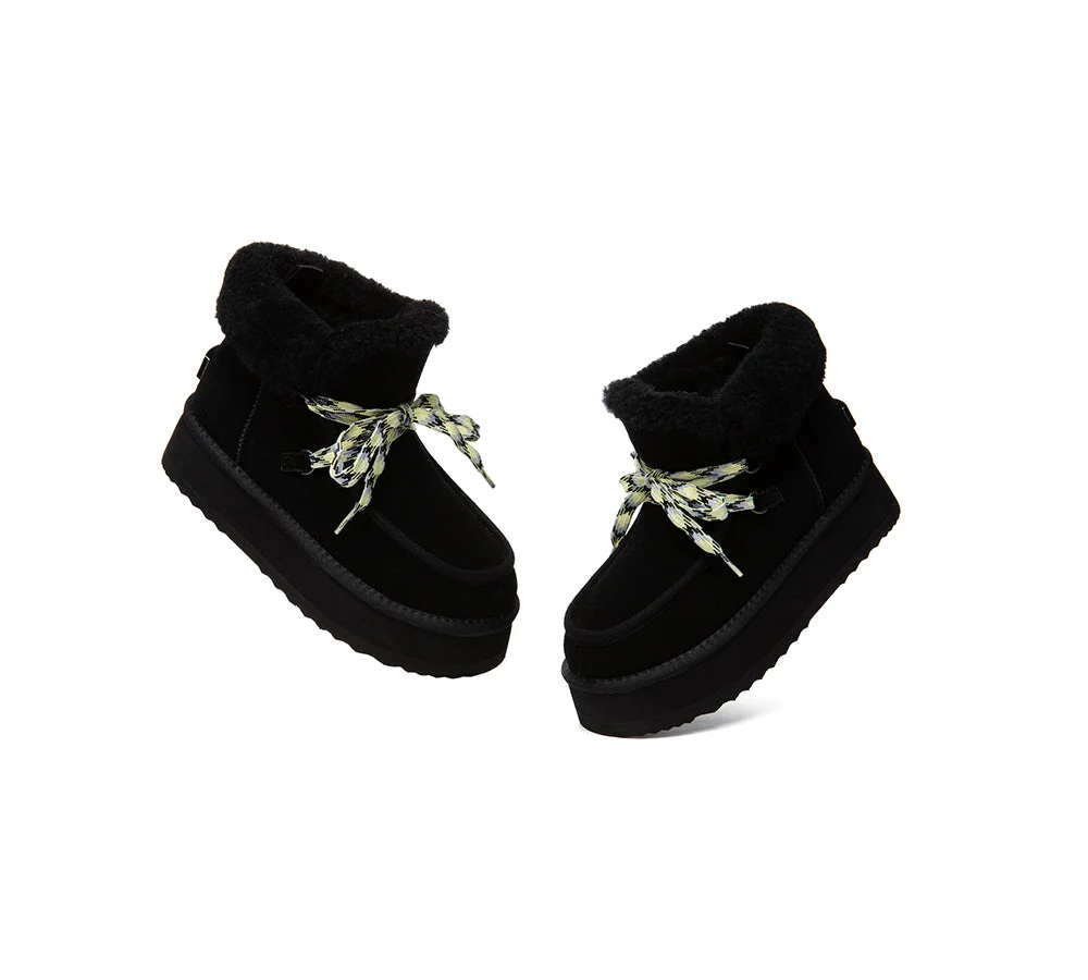 UGG EVERAU® UGG Boots Women Sheepskin Wool Lace Up Ankle Platform Honour - Image 18