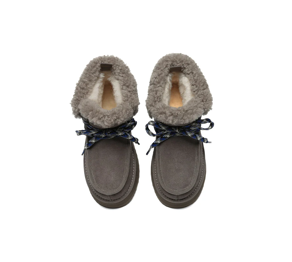 UGG EVERAU® UGG Boots Women Sheepskin Wool Lace Up Ankle Platform Honour - Image 25