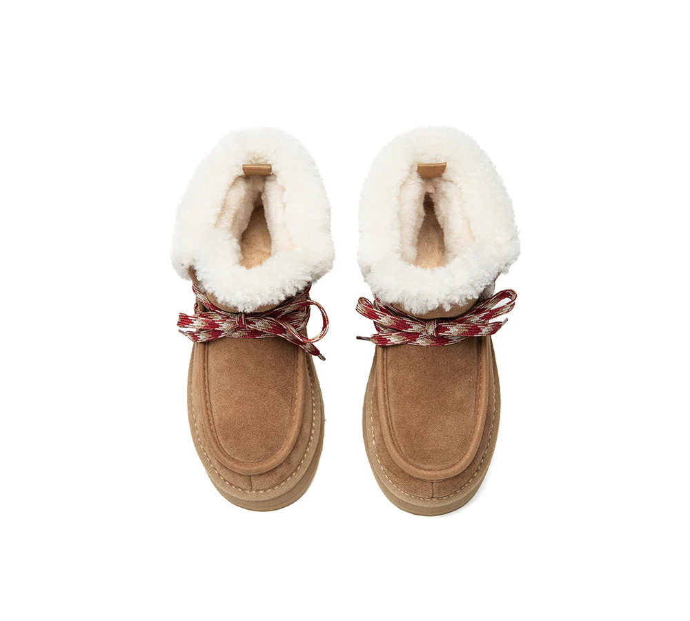 UGG EVERAU® UGG Boots Women Sheepskin Wool Lace Up Ankle Platform Honour - Image 7