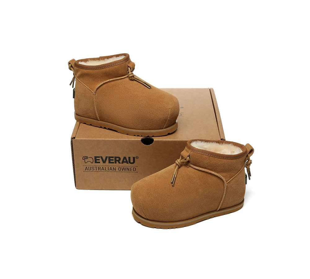 UGG EVERAU® UGG Boots Women Sheepskin Wool Mini Ankle Euro Loaf Palmer - Image 4