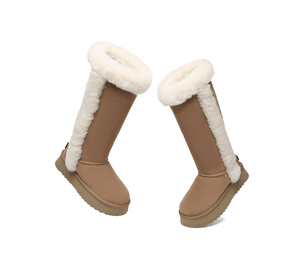 UGG EVERAU® UGG Boots Women Sheepskin Wool Shearling Lined Tall Platform Kazzi - Image 5