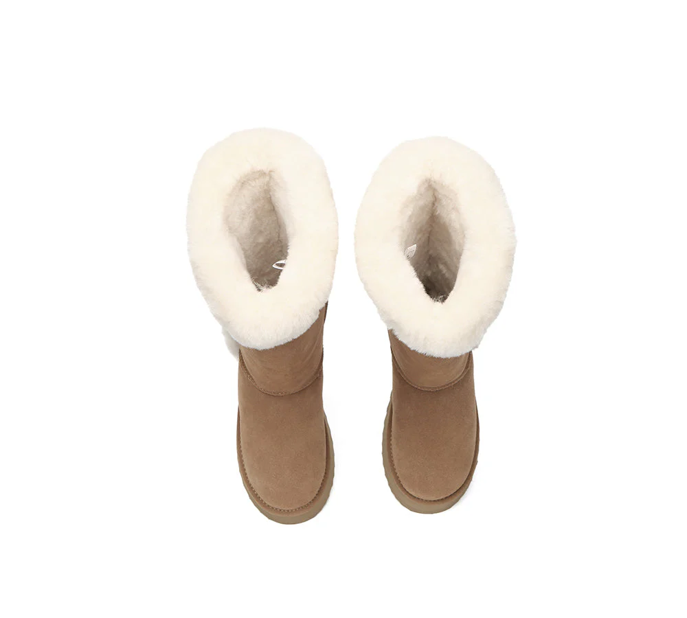 UGG EVERAU® UGG Boots Women Sheepskin Wool Shearling Lined Tall Platform Kazzi - Image 6