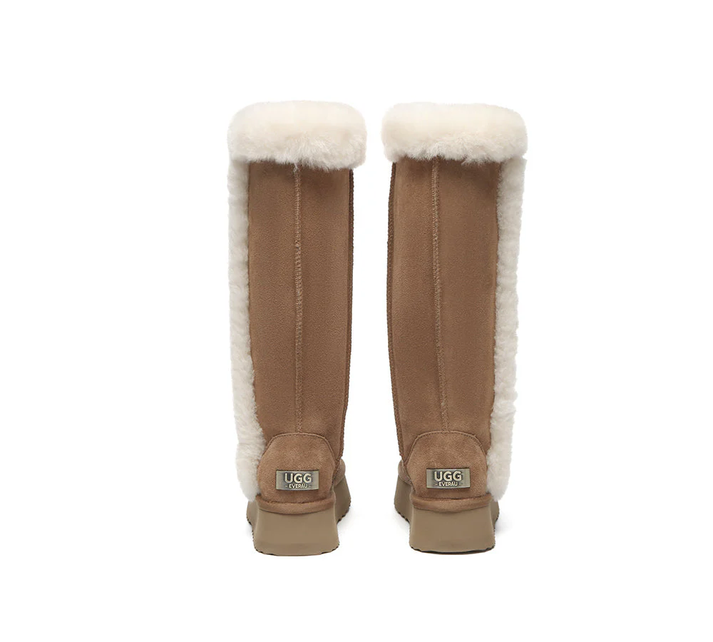 UGG EVERAU® UGG Boots Women Sheepskin Wool Shearling Lined Tall Platform Kazzi - Image 7
