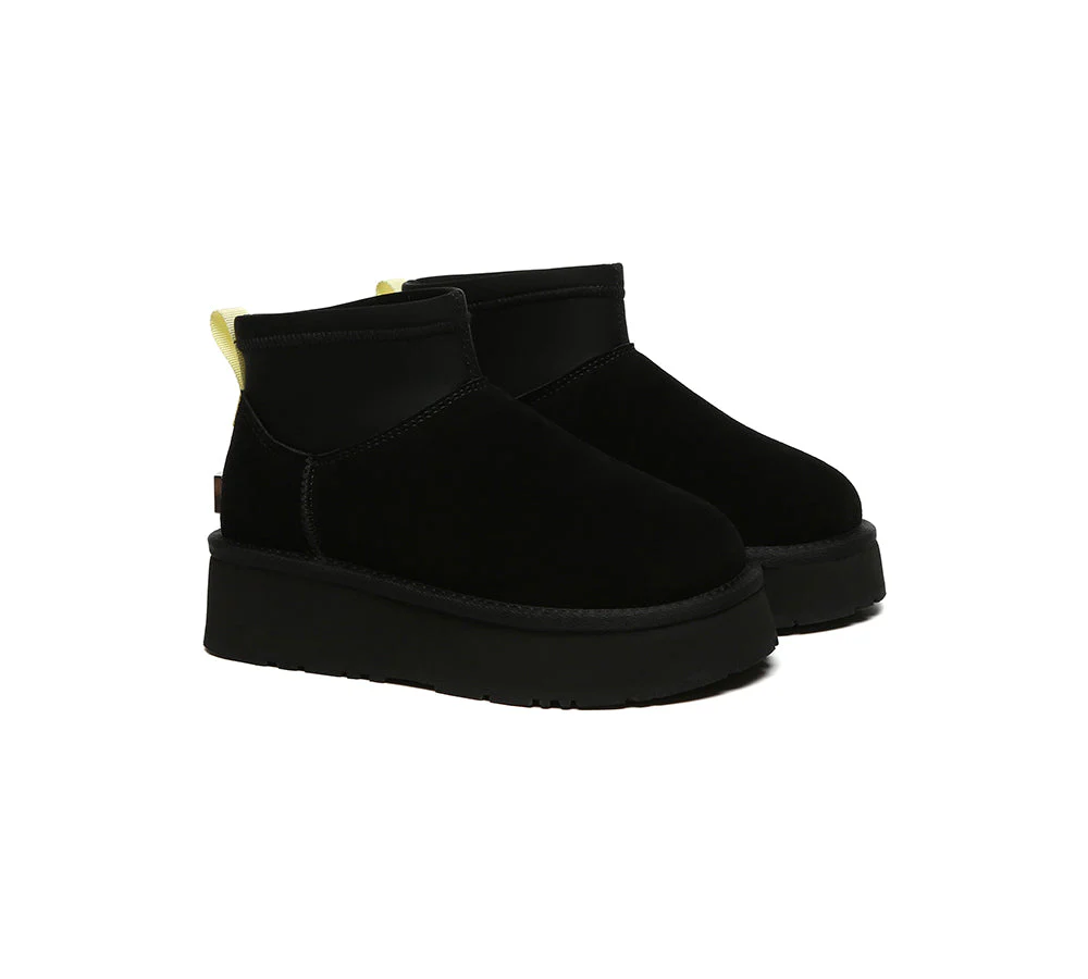 UGG EVERAU® UGG Boots Women Sheepskin Wool Stretchy Ankle Mini Platform Ethel - Image 9