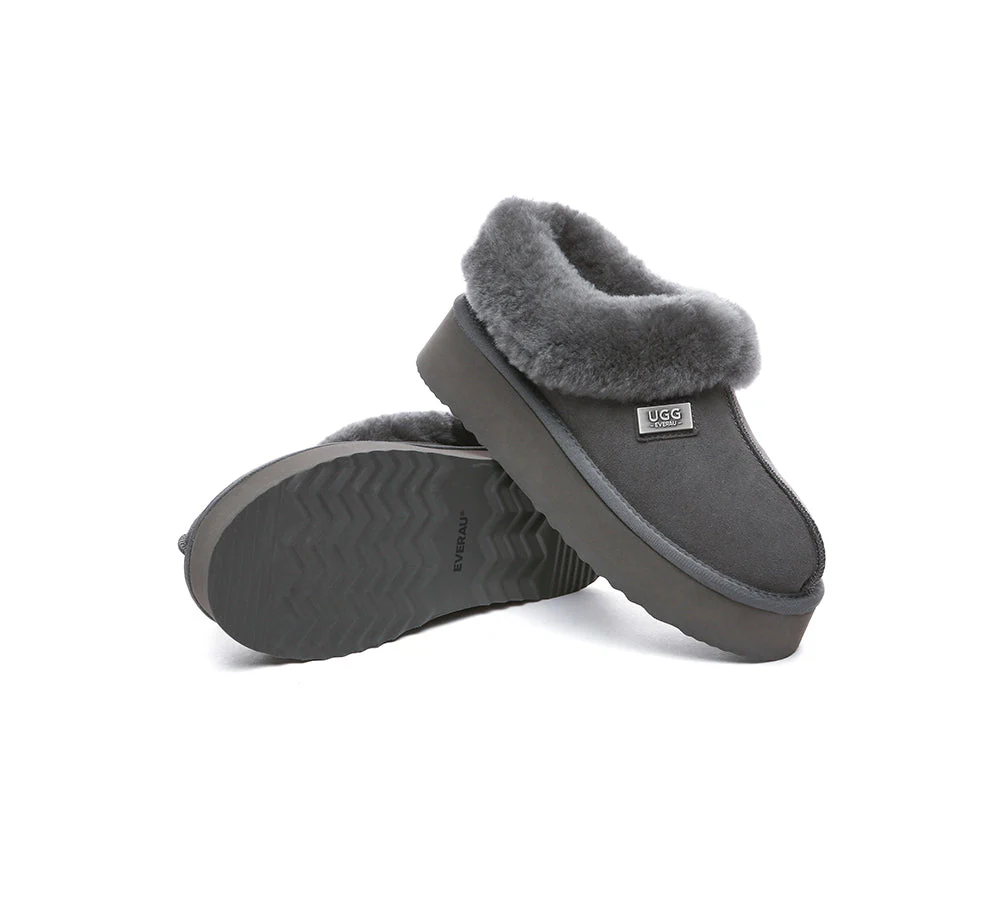 UGG EVERAU® UGG Slippers Women Sheepskin Wool Collar Ankle Platform Gabri - Image 14