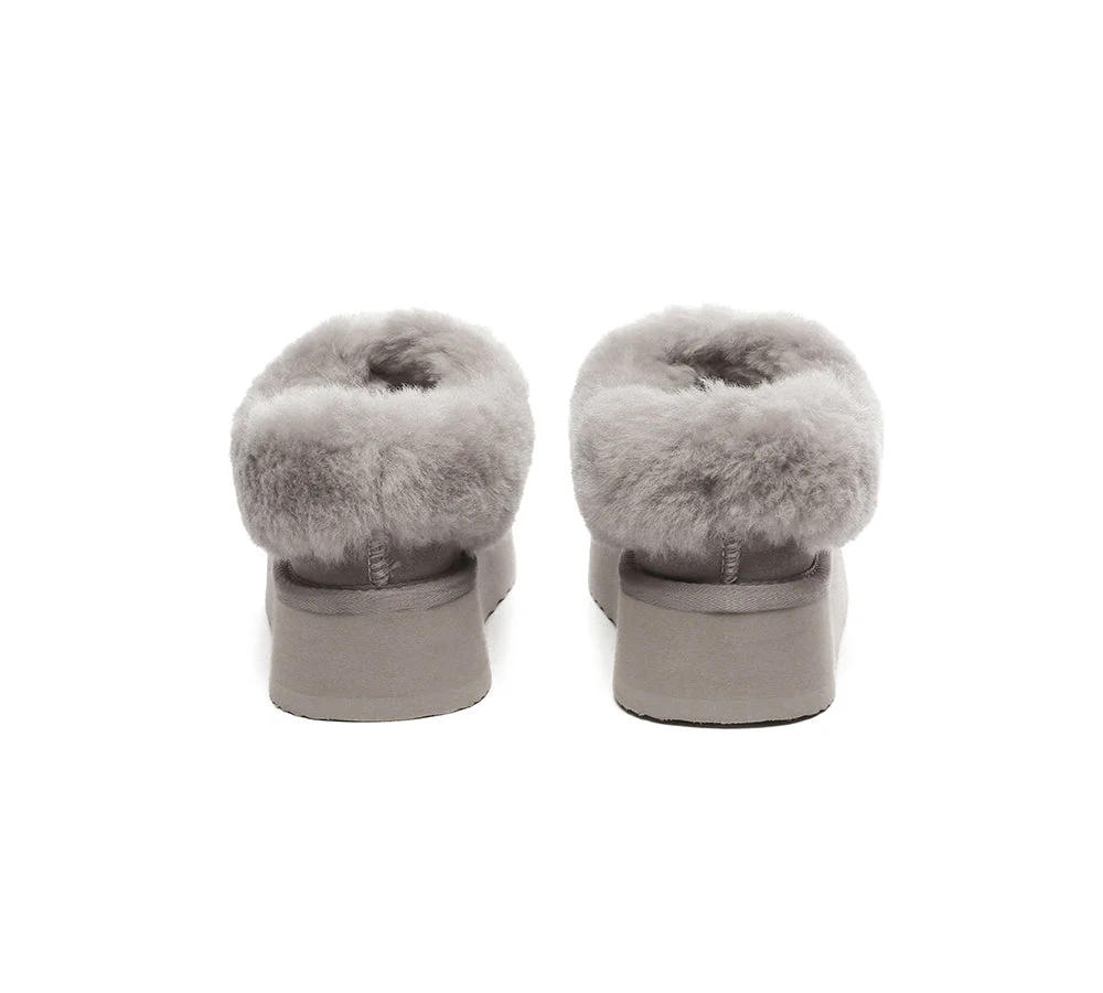 UGG EVERAU® UGG Slippers Women Sheepskin Wool Collar Ankle Platform Gabri - Image 22