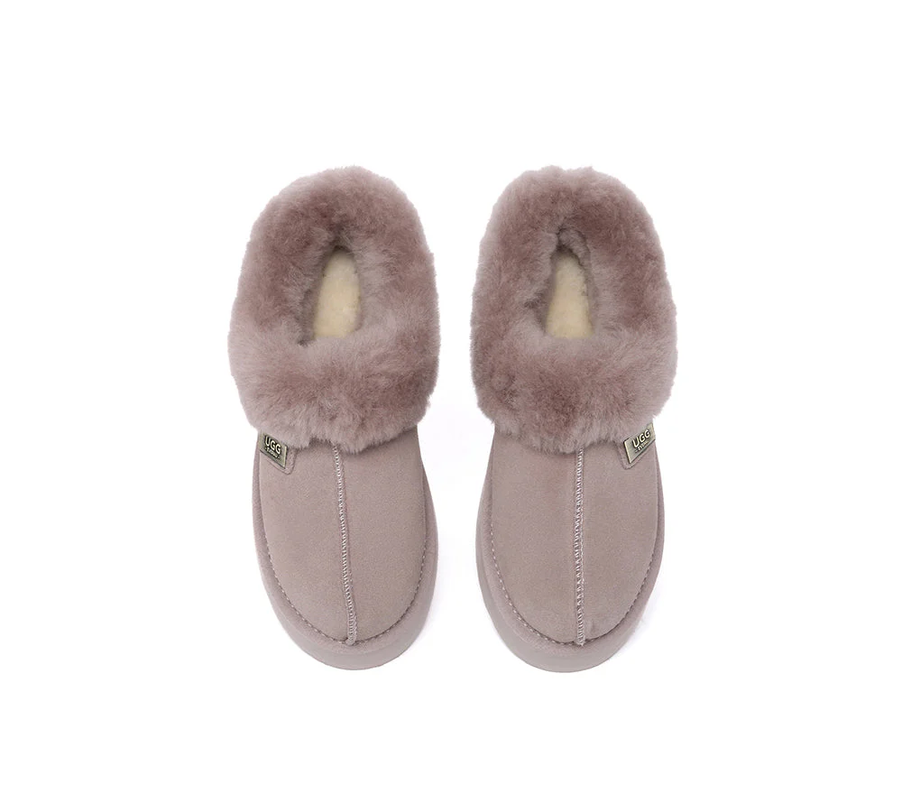 UGG EVERAU® UGG Slippers Women Sheepskin Wool Collar Ankle Platform Gabri - Image 26