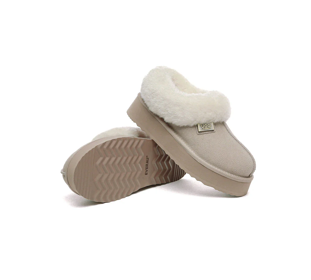 UGG EVERAU® UGG Slippers Women Sheepskin Wool Collar Ankle Platform Gabri - Image 9