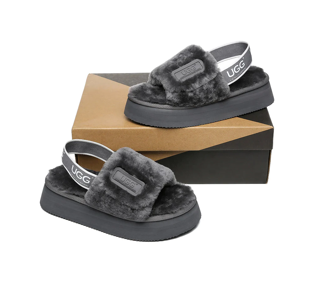 UGG Women High Platform Ugg Fluffy Slides Poppin - Image 4
